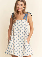 Load image into Gallery viewer, J.NNA - A-Line Polka-Dot Sleeveless Mini Dress BLUE