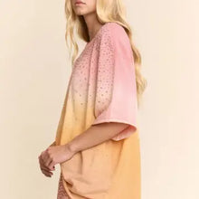 Load image into Gallery viewer, Davi & Dani - Rhinestone Ombre Sweatshirt and Shorts Set