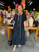 Load image into Gallery viewer, Karamel Collection - Linen Stripe Dress with Pockets - Black