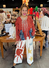 Load image into Gallery viewer, HCB - Textured Sweater with Denim Trim-Shacket Orange & Denim