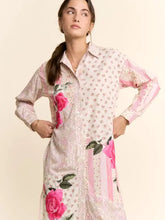 Load image into Gallery viewer, Davi & Dani - Printed Flower Patched Maxi Duster Shirt Top