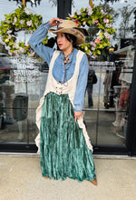 Load image into Gallery viewer, Bluevelvet - Side Tiered Textured Velvet Wideleg Ruffle Pants