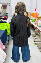 Load image into Gallery viewer, HC - Love Me Some Back Pleated Point Collar Shirt- Black