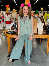 Load image into Gallery viewer, Karamel Collection - Linen Palazzo Pants with Front Pockets - Sage Green