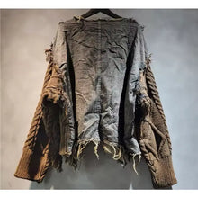 Load image into Gallery viewer, HCB - Textured Sweater with Denim Trim-Shacket