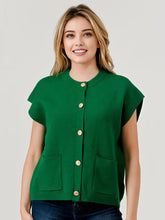 Load image into Gallery viewer, Pixi + Ivy - Green Maeve Button Down Sweater Vest Cardigan Top