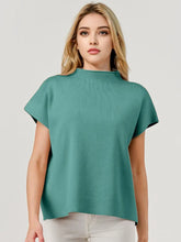 Load image into Gallery viewer, Pixi + Ivy - Mock Neck Short Sleeve Soft Sweater Vest Top - Sage