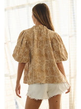 Load image into Gallery viewer, Oddi - Embroidered Babydoll Blouse - Camel