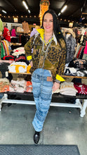 Load image into Gallery viewer, I Love Linen - Shacket with Burning Heart Patchwork Print in Leopard Print