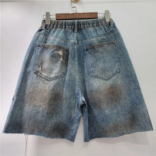 Load image into Gallery viewer, HCB - Lace Floral Rhinestone Denim Shorts with Elastic Waist