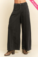 Load image into Gallery viewer, Plus High Waisted Front Slit Wide Leg Denim Pants