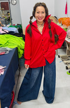 Load image into Gallery viewer, HC - Love Me Some Back Pleated Point Collar Shirt- Hurssy Red