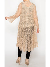 Load image into Gallery viewer, Origami - Lightweight Floral Lace Ruffle Duster with Sparkles- TAUPE