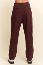 Load image into Gallery viewer, Davi & Dani - Woman Straight Fit High Waist Wide Leg Pocket Trousers Burgundy