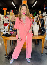 Load image into Gallery viewer, Davi & Dani - Washed Pleat Top & Pants Set - Coral