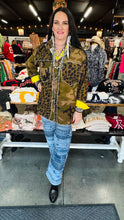 Load image into Gallery viewer, I Love Linen - Shacket with Burning Heart Patchwork Print in Leopard Print