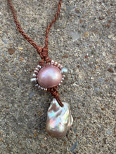 Load image into Gallery viewer, HC - Pink and Silver Sunflower Pearl Necklace