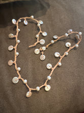 Load image into Gallery viewer, HC - Lariat Love Never End White Coin Pearls Necklaces 31"