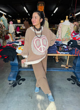 Load image into Gallery viewer, BLUEVELVET - HEART PEACE PATCHWORK TOP - MOCHA