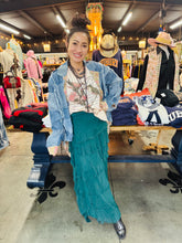 Load image into Gallery viewer, Karamel Collection - Emerald Green Silk Ruffle Skirt Fall Colors Skirt