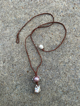 Load image into Gallery viewer, HC - Pink and Silver Sunflower Pearl Necklace