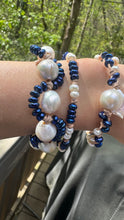 Load image into Gallery viewer, HC - Half Sunflower Blue /White Pearls Bracelet With Big Ball