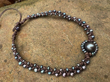 Load image into Gallery viewer, HC - Double Strands Black Pearls Sunflower Chocker 14"-18"