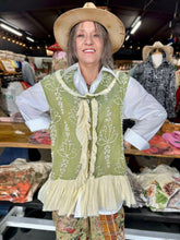 Load image into Gallery viewer, A Rare Bird - Green and Cream Vintage Vest