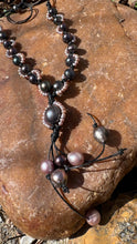 Load image into Gallery viewer, HC - Sun Trop Sunflower Pink/Black Pearls Necklace