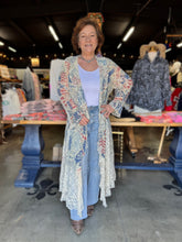 Load image into Gallery viewer, Origami - Lightweight Floral Lace Ruffle Duster with Sparkles - Beige Freedom