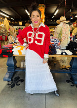 Load image into Gallery viewer, Pixi + Ivy - Varsity Number Lightweight 89 Sweater Top - Ruby