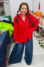 Load image into Gallery viewer, HC - Love Me Some Back Pleated Point Collar Shirt- Hurssy Red