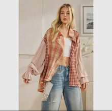 Load image into Gallery viewer, Oli & Hali - Washed Plaid Asymmetrical Button Down Shirts Rust