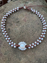 Load image into Gallery viewer, HC - Double Strands White Pearls Sunflower Chocker 14"-18"