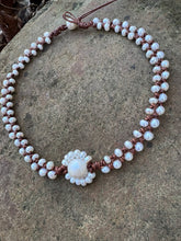 Load image into Gallery viewer, HC - Double Strands White Pearls Sunflower Chocker 14"-18"