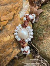 Load image into Gallery viewer, HC - Double Strands White Pearls Sunflower Bracelet