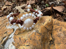 Load image into Gallery viewer, HC - Double Strands White Pearls Sunflower Bracelet