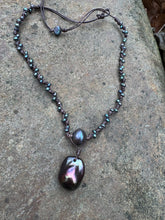 Load image into Gallery viewer, HC - Double Strands Big Ball Black Pearls Necklace