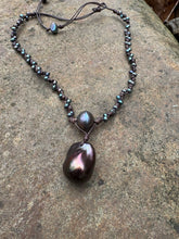 Load image into Gallery viewer, HC - Double Strands Big Ball Black Pearls Necklace
