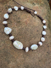 Load image into Gallery viewer, HC -Ocean Love White Pearl Chocker Brown Leather