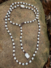 Load image into Gallery viewer, HC -Lariat Angel Heart White Pearls 50"