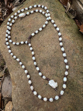 Load image into Gallery viewer, HC -Lariat Angel Heart White Pearls 50"