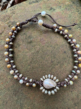 Load image into Gallery viewer, HC -Love Sunflower Gold Pearl Choker 14"-18"