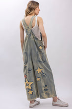 Load image into Gallery viewer, Bluevelvet-Star and Peace Patchwork Denim Bib Overalls