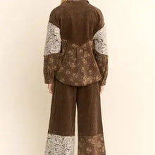 Load image into Gallery viewer, Davi & Dani - Washed Corduroy and Flower Denim Pants