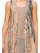 Load image into Gallery viewer, Origami - All Lace Hi Low VEST-Taupe/Pat Rose Red White and Blue