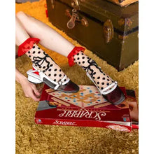 Load image into Gallery viewer, Sock Candy - Polka Dot Bow Ruffle Sheer Crew Sock