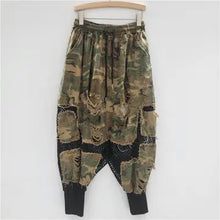 Load image into Gallery viewer, HCB - Hollow Mesh Camouflage Patchwork Cropped Pants
