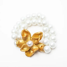 Load image into Gallery viewer, Hidden Truth Jewelry - Pearl Double Strand with Magnolia Pearl Cross Bracelet