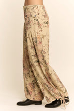 Load image into Gallery viewer, Davi & Dani -Floral Printed Denim Wide Mid High Waist Pant -Tan